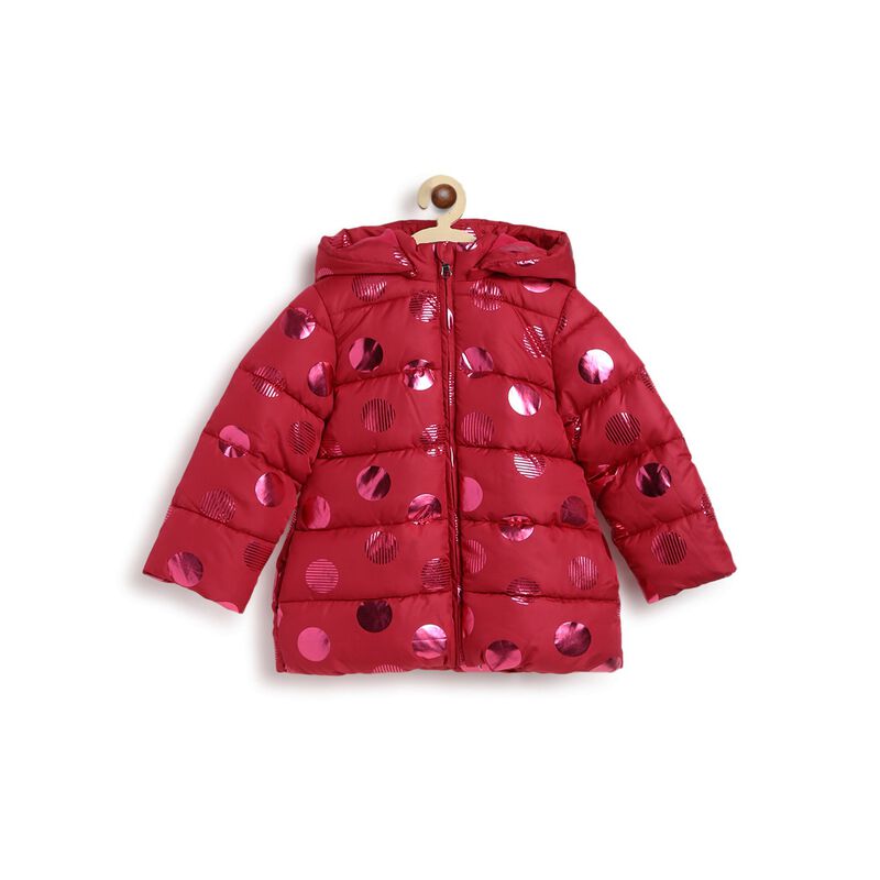 Girls Pink Striped Jacket with Detachable Hood image number null